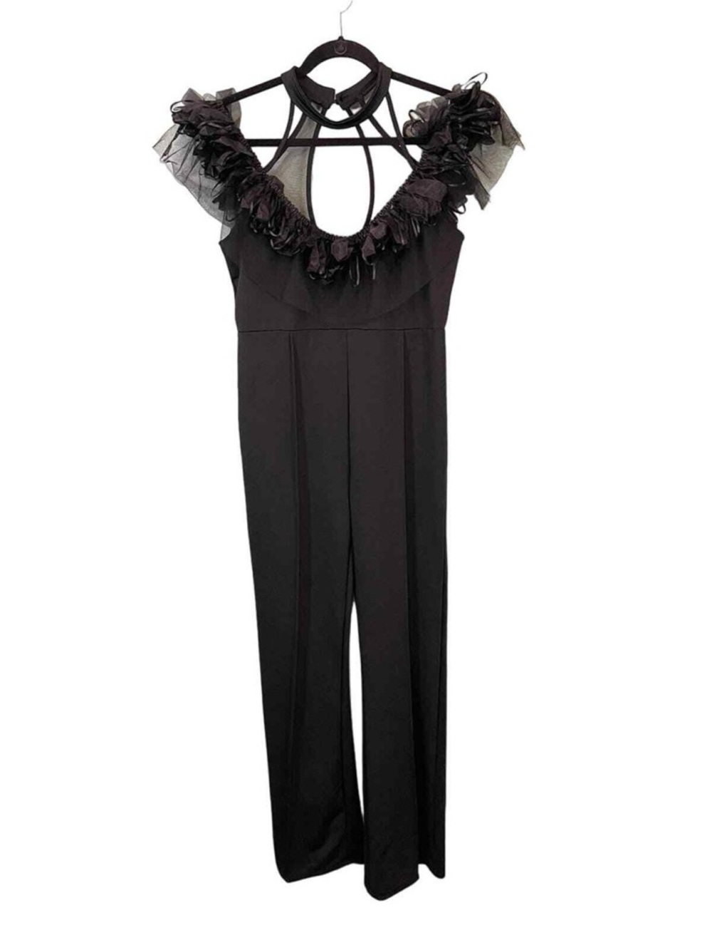 Windsor Black Ruffled Halter Jumpsuit
